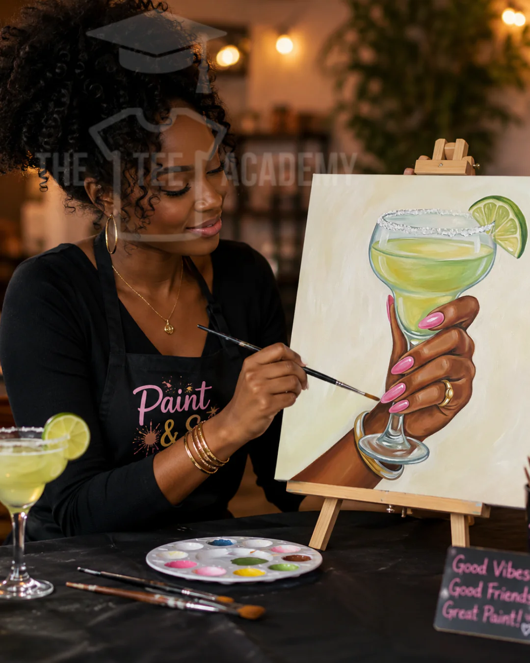 (Sketch Art) Margarita and Manicures-Screen Print Transfer