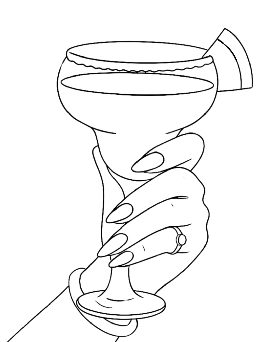 (Sketch Art) Margarita and Manicures-Screen Print Transfer - Image 2